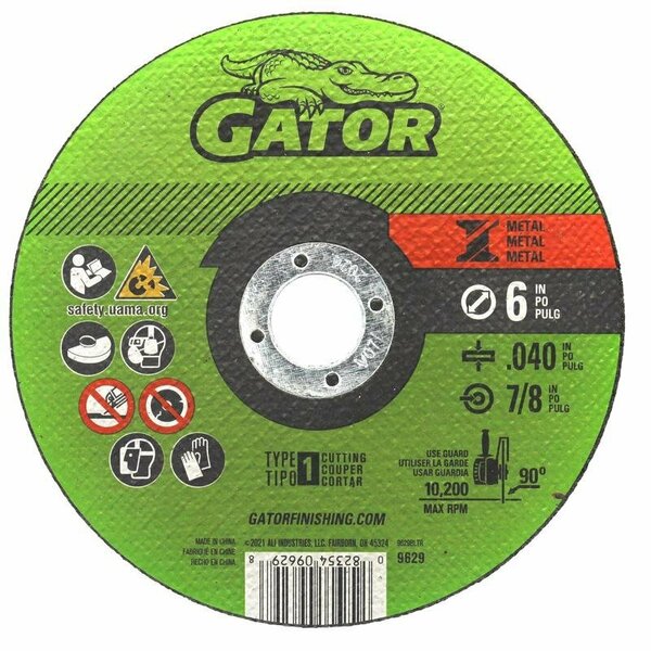 Gator 6 in. D X 7/8 in. Aluminum Oxide Metal Cutting Wheel 9629